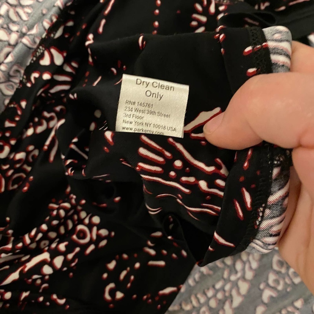 Parker Black Dolman Sleeve Elastic Waist Lined Paisley Catalina Dress Sz Medium - Picture 10 of 10
